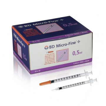 BD Microfine+ Insulin Syringe & Needles 0.5ml, 30g (8mm needle)