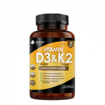 New Leaf Vitamin D3 & K2 120 tabs