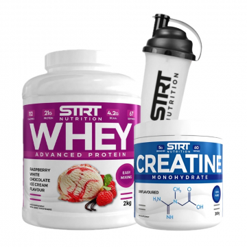 STRT Nutrition Whey Protein 2kg + Shaker + STRT Creatine