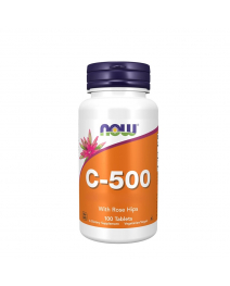 NOW Foods Vitamin C-500 with Rose Hips 100 Tablets